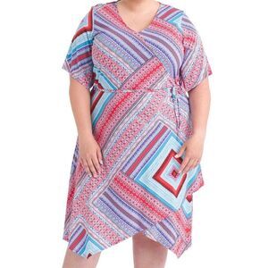 Rafaella bandanna print faux wrap dress Size 2X EUC